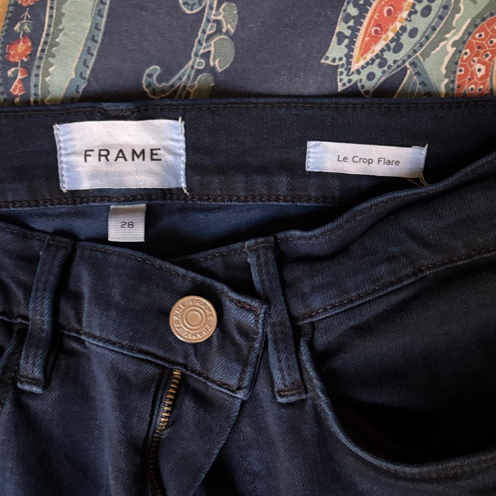 Frame Denim Le Crop Flare Jeans - Deep Blue